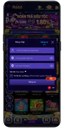 R666 đăng nhập